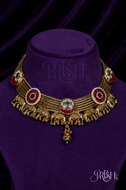 Hastini - Elephant motifs Gold Necklace set